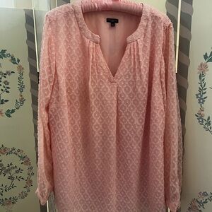 Talbots Pink Long Sleeve Relaxed Blouse